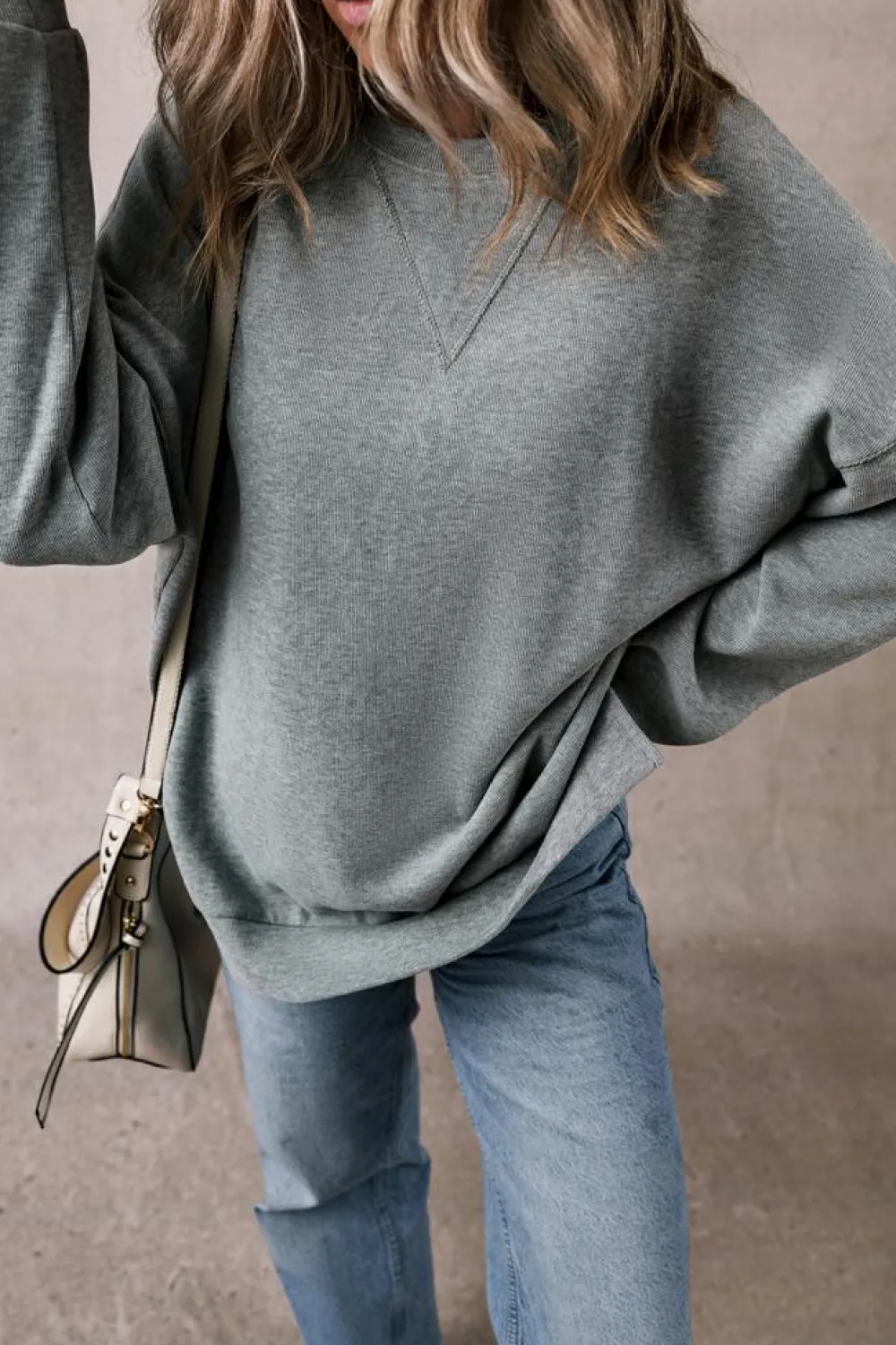 Outlet Dear-Lover Side Split Drop Shoulder Oversized Sweatshirt Medium Grey