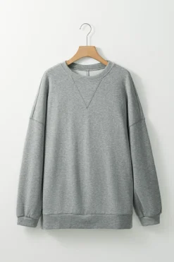 Outlet Dear-Lover Side Split Drop Shoulder Oversized Sweatshirt Medium Grey