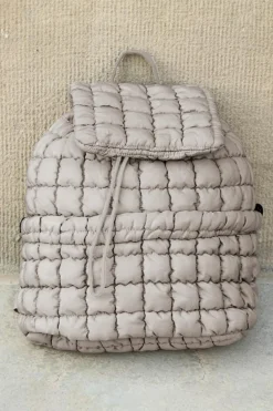 Online Dear-Lover Solid Flapped Quilted Puffer Backpack Medium Grey