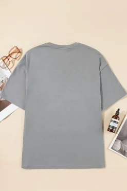 Clearance Dear-Lover Stars Leopard Graphic Distressed Tee Medium Grey