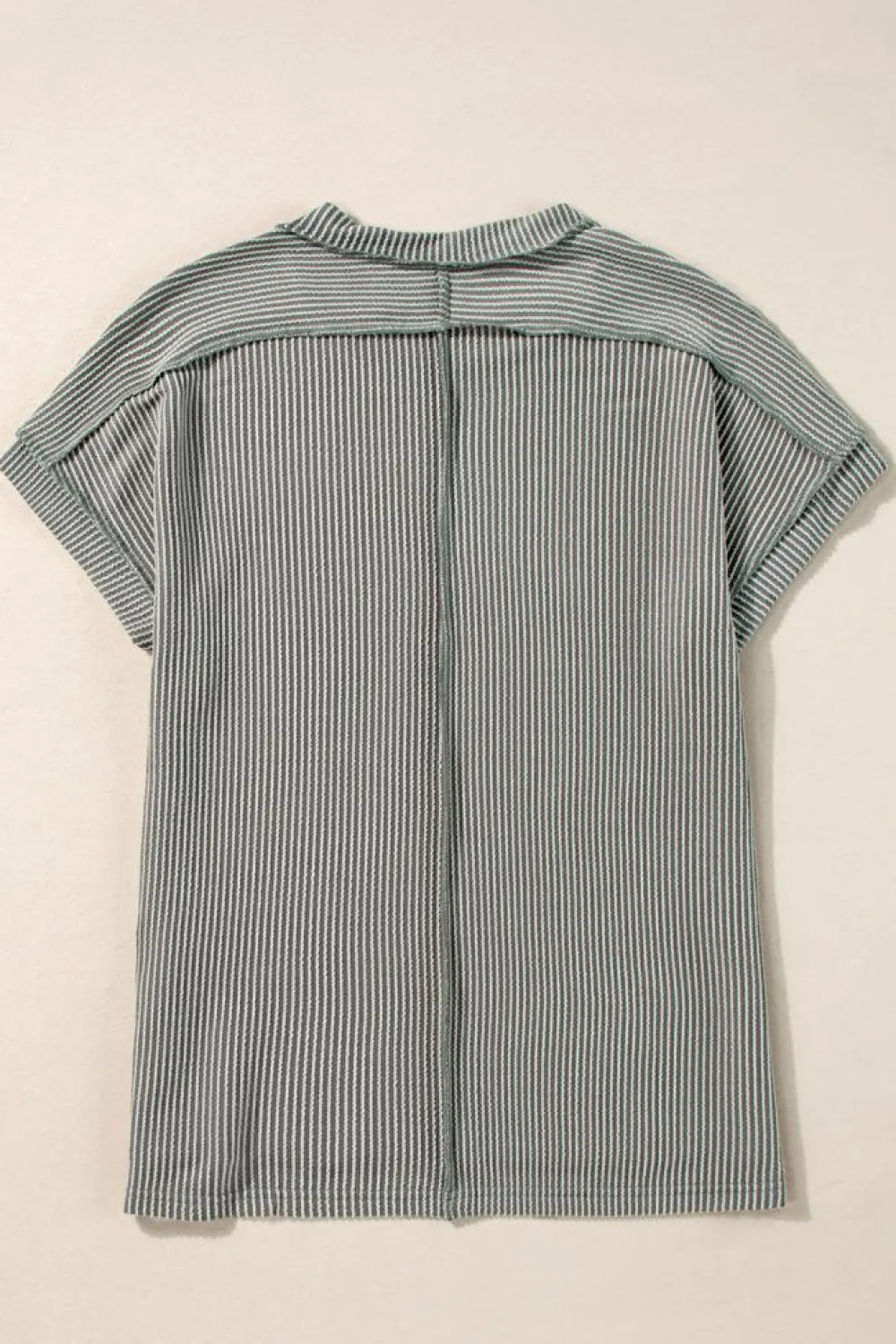 Fashion Dear-Lover Textured Knit Exposed Stitching T-shirt Medium Grey