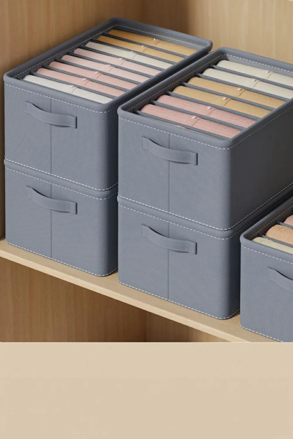 Fashion Dear-Lover Thickened Compartment Foldable Clothes Storage Box Medium Grey