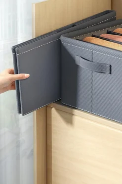 Fashion Dear-Lover Thickened Compartment Foldable Clothes Storage Box Medium Grey