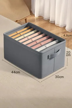 Fashion Dear-Lover Thickened Compartment Foldable Clothes Storage Box Medium Grey