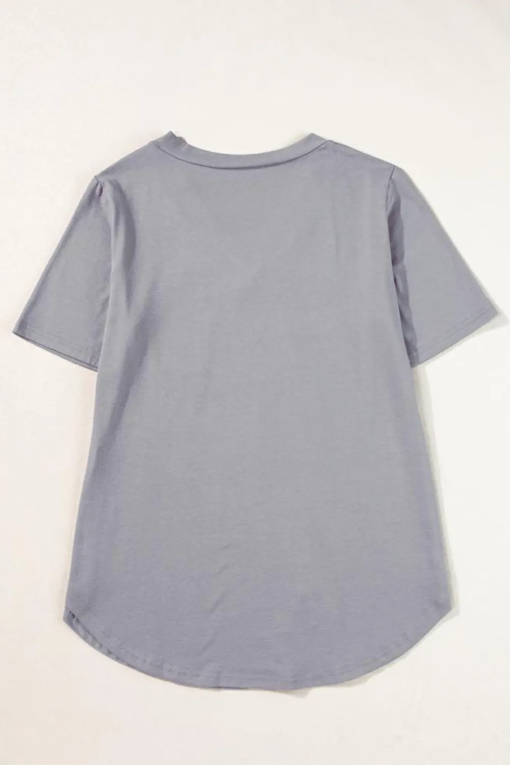 Clearance Dear-Lover V Neck Pocketed Rounded Hem Tee Medium Grey
