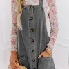 Hot Dear-Lover Wide Strap Button Front Pocketed Denim Mini Dress Medium Grey