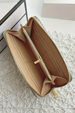 Hot Dear-Lover Woven Textured Zip Around Long Wallet Medium Grey