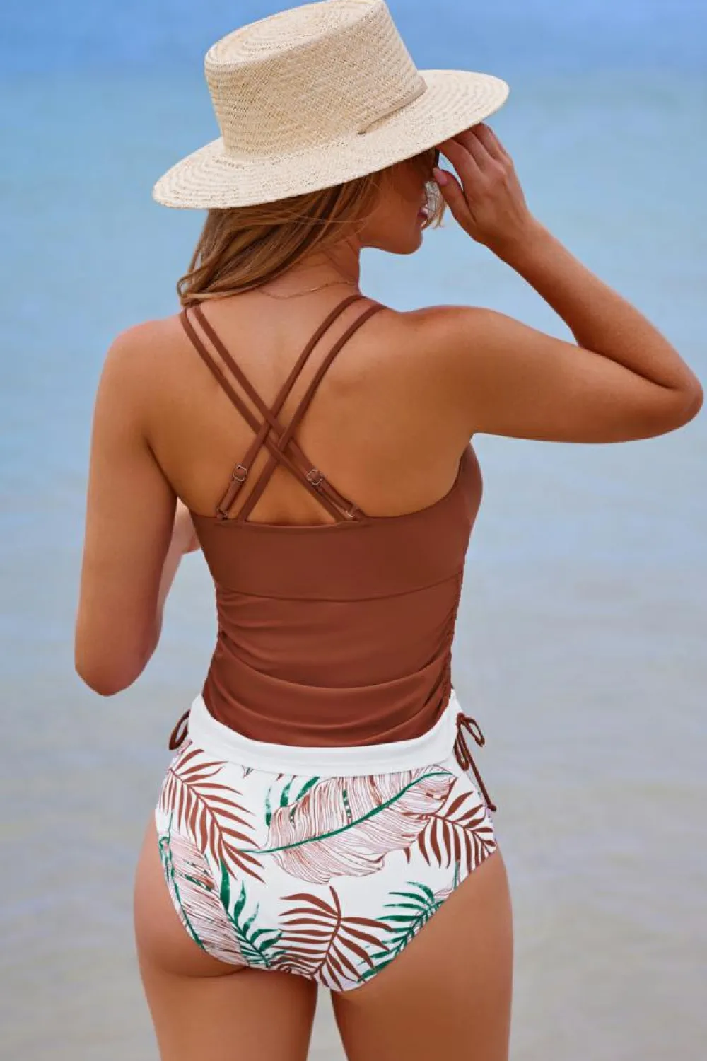 Online Dear-Lover Drawstring Tummy Control Mix-and-match 2pcs Tankini Swimsuit Mineral Red