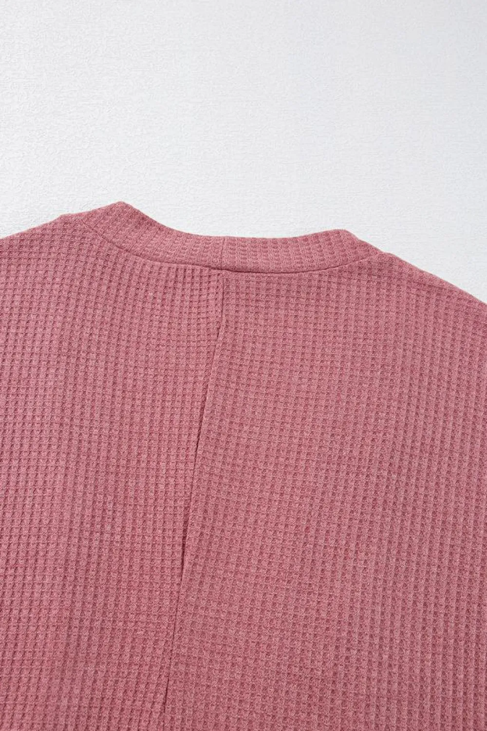 New Dear-Lover Solid Color Waffle Knit Cardigan with Pocket Mineral Red
