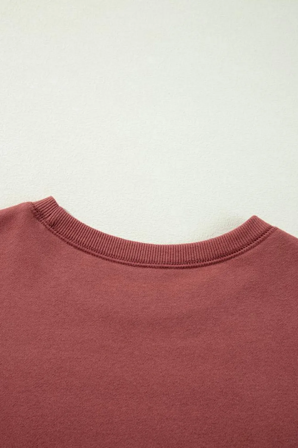 Sale Dear-Lover Two Tone Patchwork Drop Shoulder Pullover Sweatshirt Mineral Red