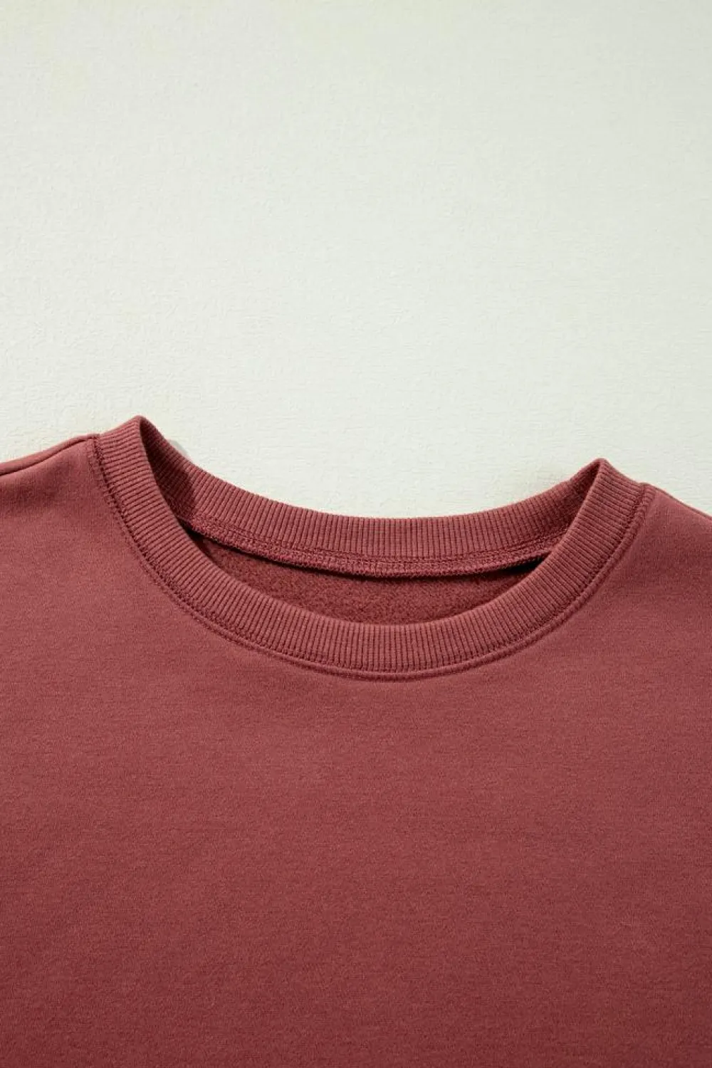 Sale Dear-Lover Two Tone Patchwork Drop Shoulder Pullover Sweatshirt Mineral Red