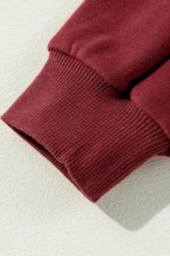 Sale Dear-Lover Two Tone Patchwork Drop Shoulder Pullover Sweatshirt Mineral Red
