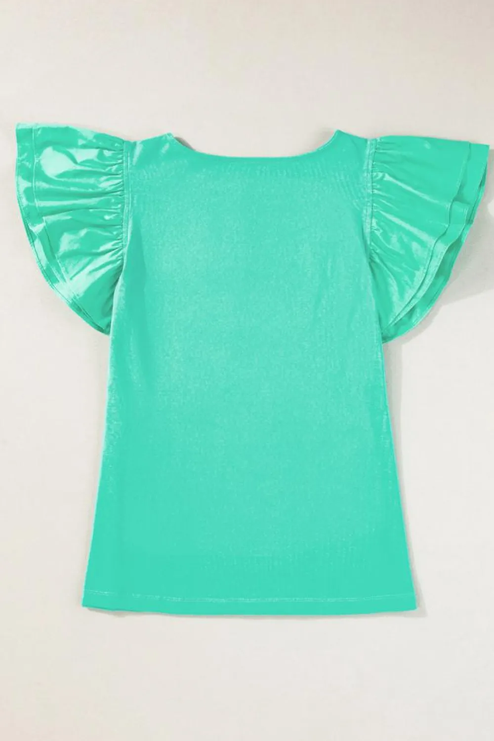 New Dear-Lover Flutter Sleeve Square Neck Top Mint Green