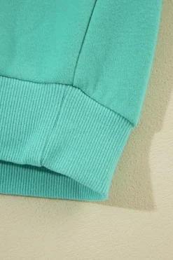 New Dear-Lover Half Zip Kangaroo Pocket Drop Shoulder Hoodie Mint Green