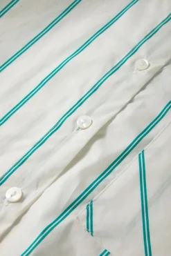 Discount Dear-Lover St Patricks Striped Wide Short Sleeve Shift Mini Shirt Dress Mint Green