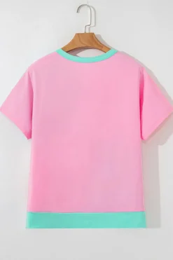 Online Dear-Lover Two Tone Half Buttons Collared T Shirt Mint Green