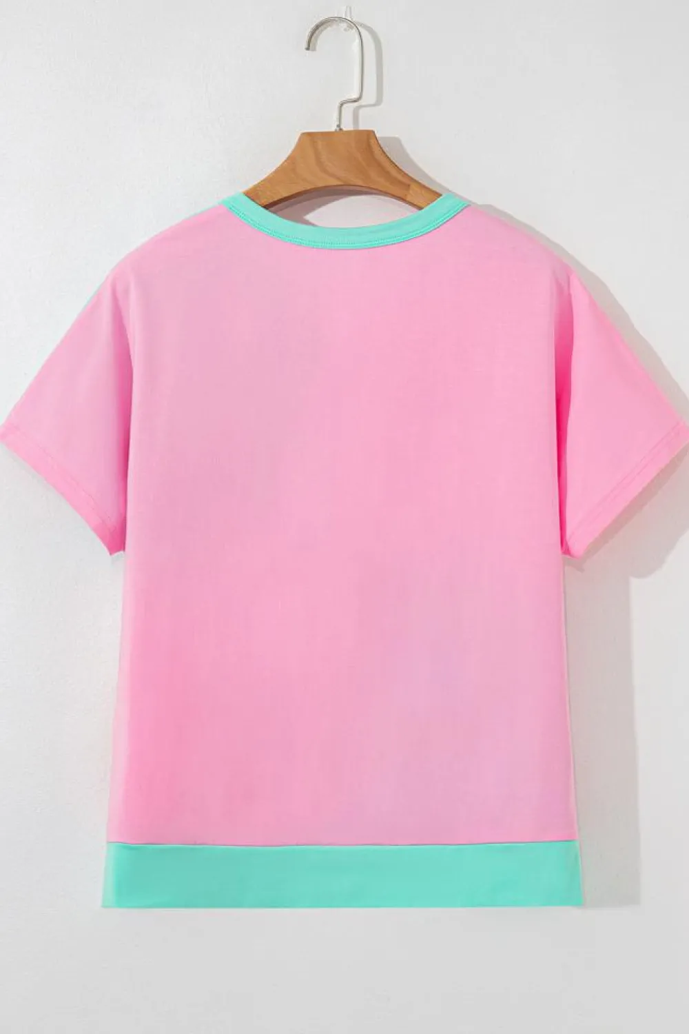 Online Dear-Lover Two Tone Half Buttons Collared T Shirt Mint Green