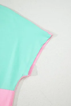 Online Dear-Lover Two Tone Half Buttons Collared T Shirt Mint Green