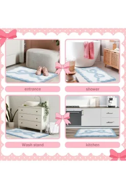 Sale Dear-Lover Bow Knot Water Absorption Entrance Ground Mat Mist Blue