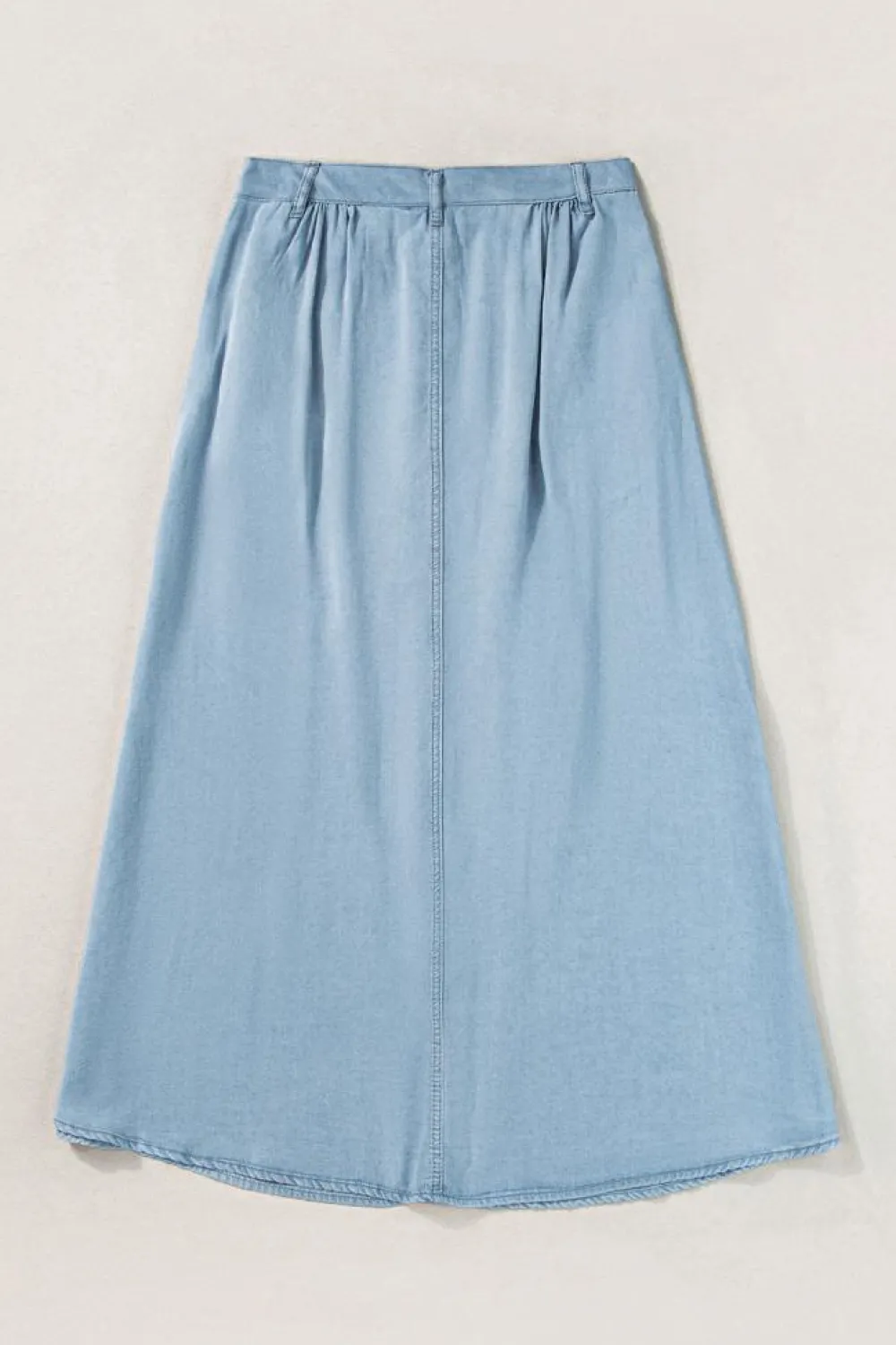 Clearance Dear-Lover Fully Buttoned Long Denim Skirt Mist Blue