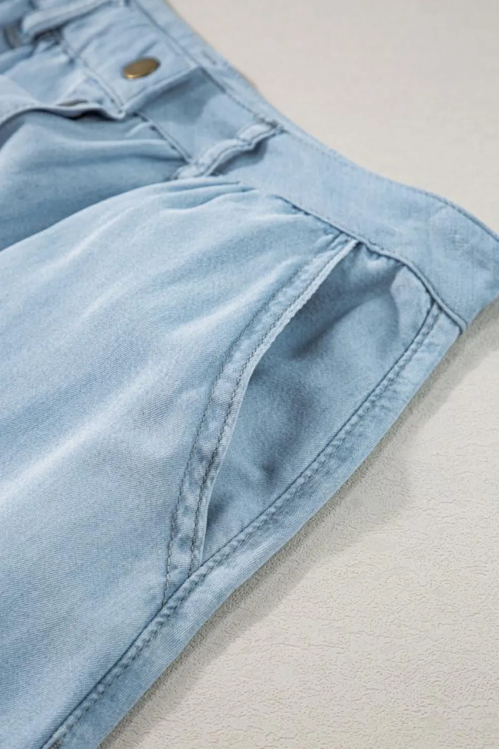 Clearance Dear-Lover Fully Buttoned Long Denim Skirt Mist Blue
