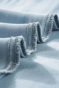 Clearance Dear-Lover Fully Buttoned Long Denim Skirt Mist Blue