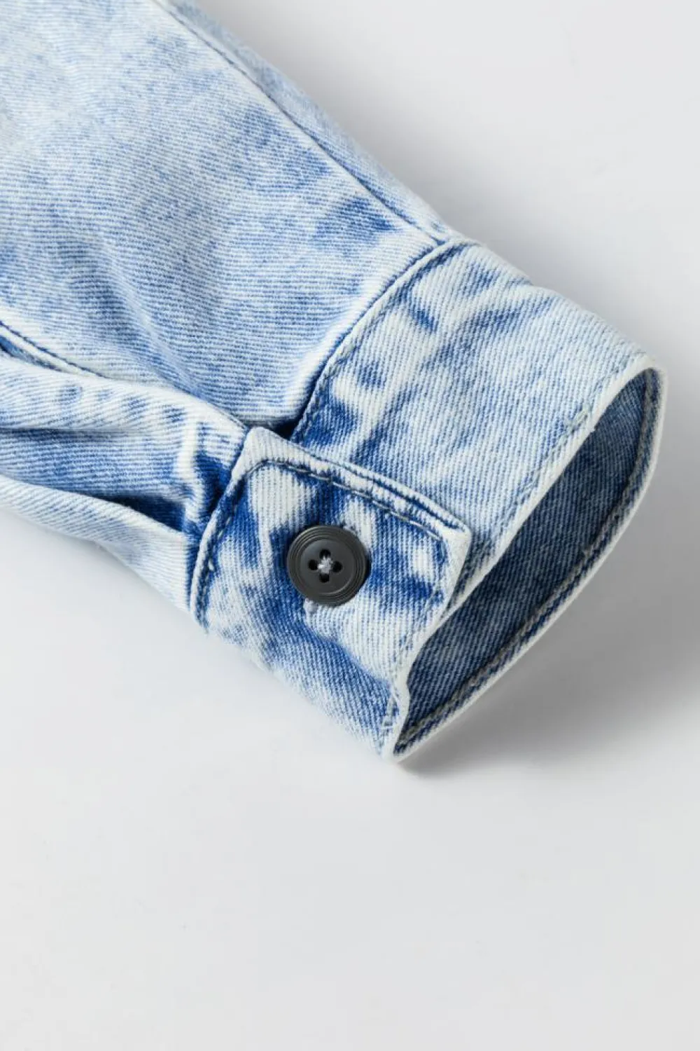 Fashion Dear-Lover Oversized Contrast Hooded Denim Jacket Mist Blue