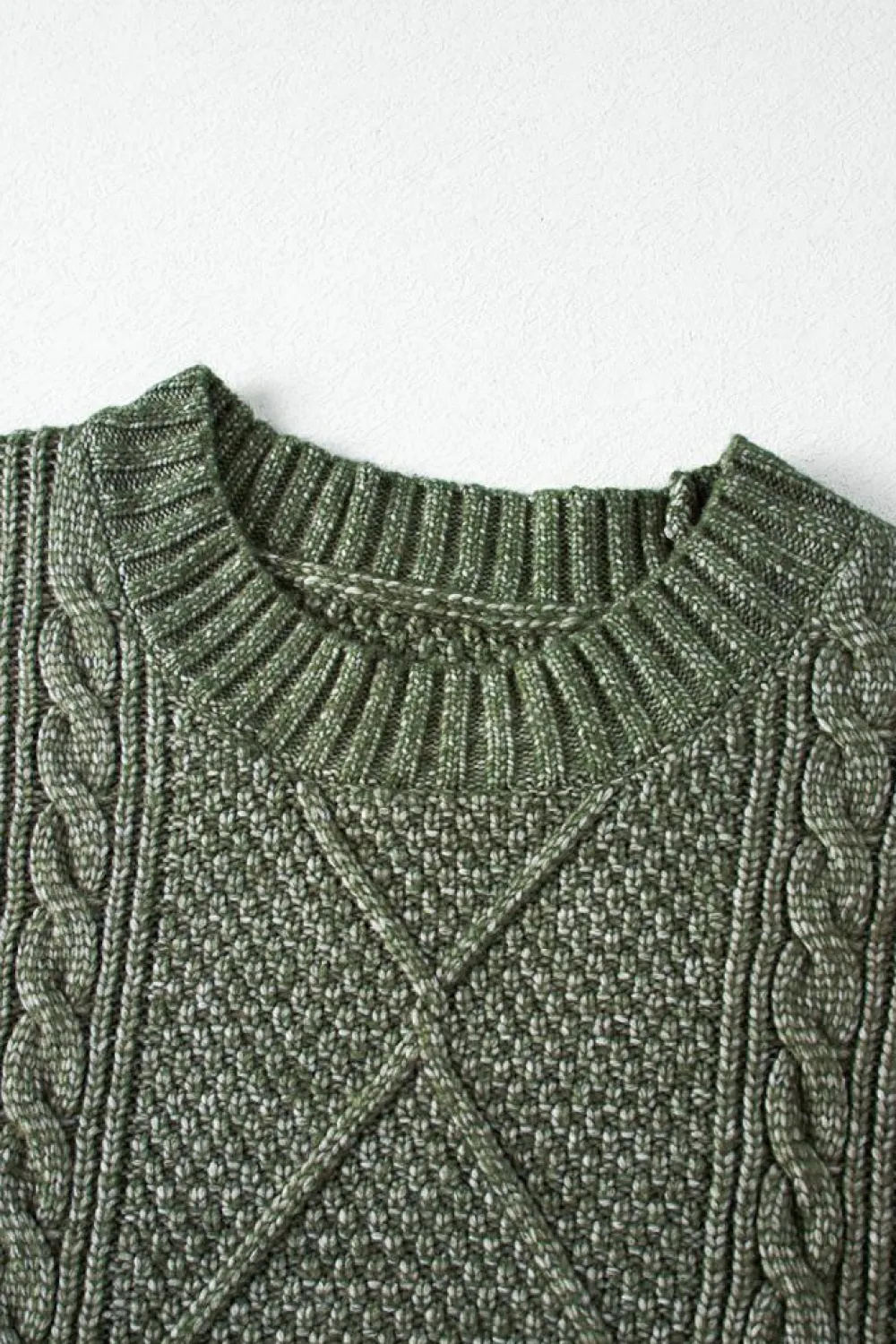 Online Dear-Lover Cable Knit Drop Shoulder Loose Fit Sweater Dress Mist Green