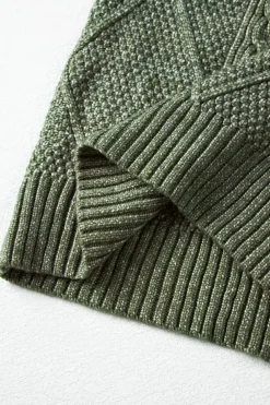 Online Dear-Lover Cable Knit Drop Shoulder Loose Fit Sweater Dress Mist Green