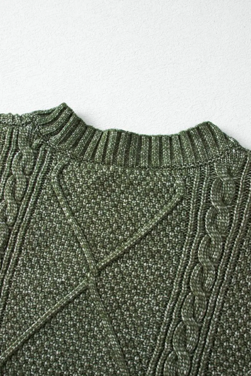 Online Dear-Lover Cable Knit Drop Shoulder Loose Fit Sweater Dress Mist Green