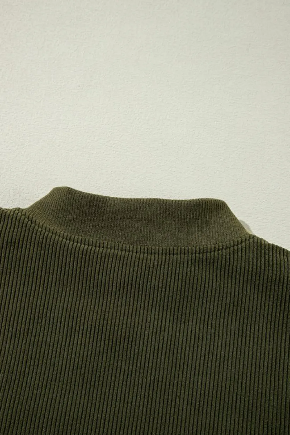 Clearance Dear-Lover Corduroy Fleece Patchwork Buttoned Bomber Jacket Mist Green