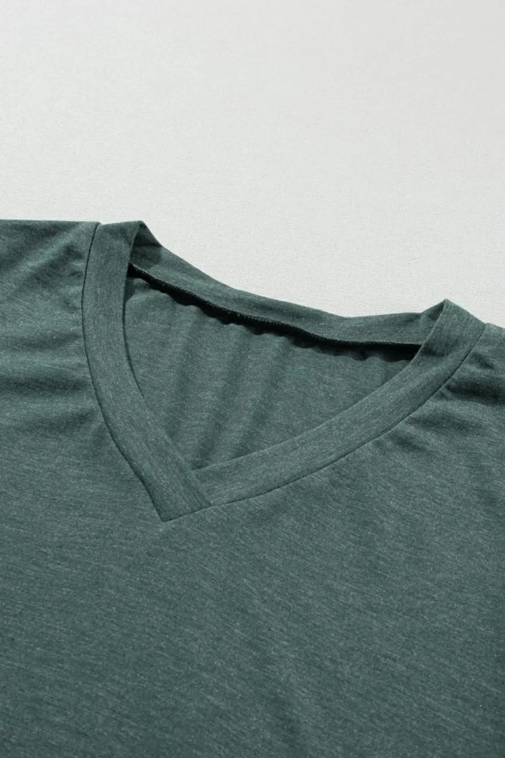 Discount Dear-Lover Fashion Petal Sleeve V Neck T Shirt Mist Green
