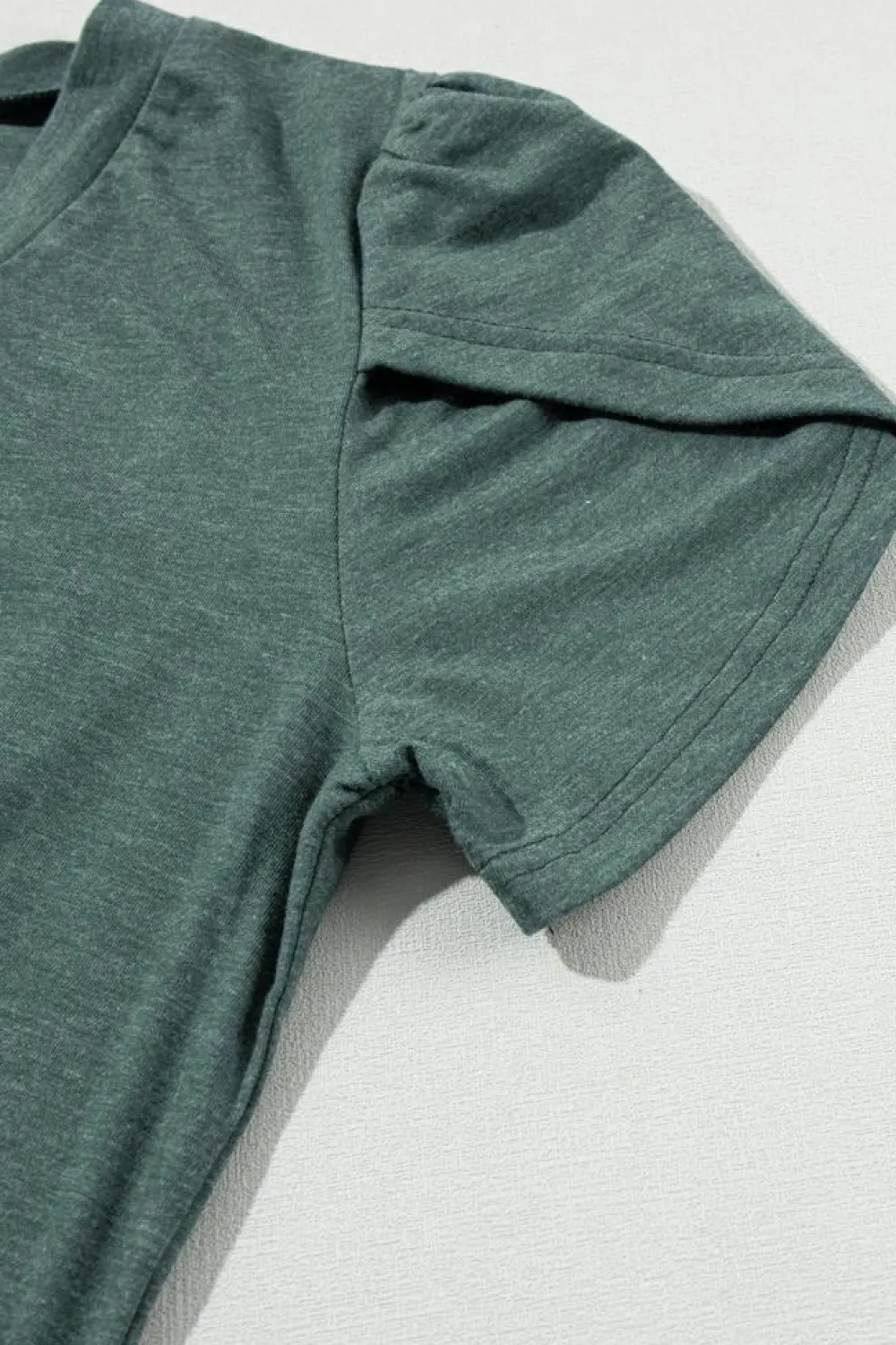 Discount Dear-Lover Fashion Petal Sleeve V Neck T Shirt Mist Green