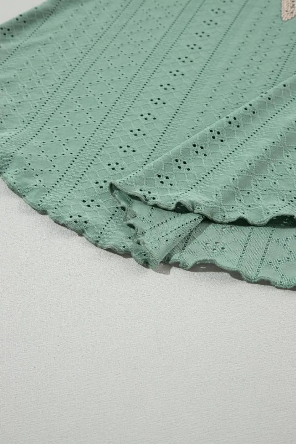 Hot Dear-Lover Lace Crochet Splicing V Neck Loose Fit Tank Top Mist Green