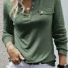 Hot Dear-Lover Long Sleeve Snap Button Henley Top Mist Green