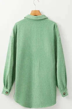 Discount Dear-Lover Patched Pocket Button Up Corduroy Shacket Mist Green