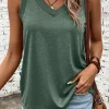 Hot Dear-Lover Ribbed V Neck Tank Mist Green