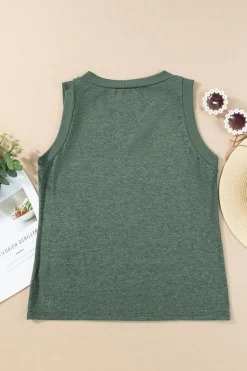 Hot Dear-Lover Ribbed V Neck Tank Mist Green