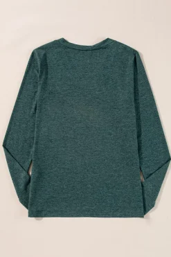 Discount Dear-Lover Solid Color Long Sleeve V Neck Top Mist Green
