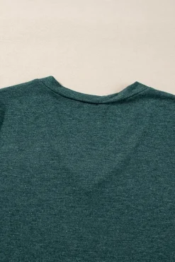 Discount Dear-Lover Solid Color Long Sleeve V Neck Top Mist Green
