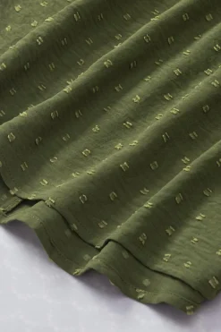 Hot Dear-Lover Swiss Dot Mock Neck Batwing Sleeve Blouse Mist Green