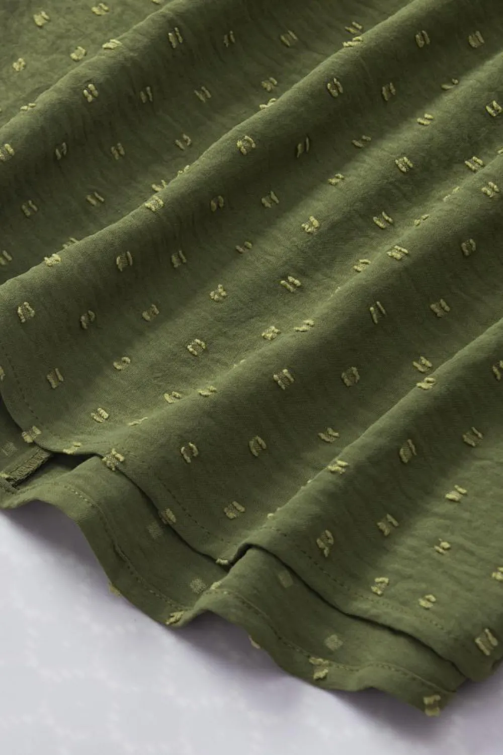 Hot Dear-Lover Swiss Dot Mock Neck Batwing Sleeve Blouse Mist Green