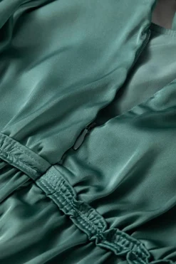 Hot Dear-Lover Tiered Ruffled Puff Sleeve Loose Fit Mini Dress Mist Green