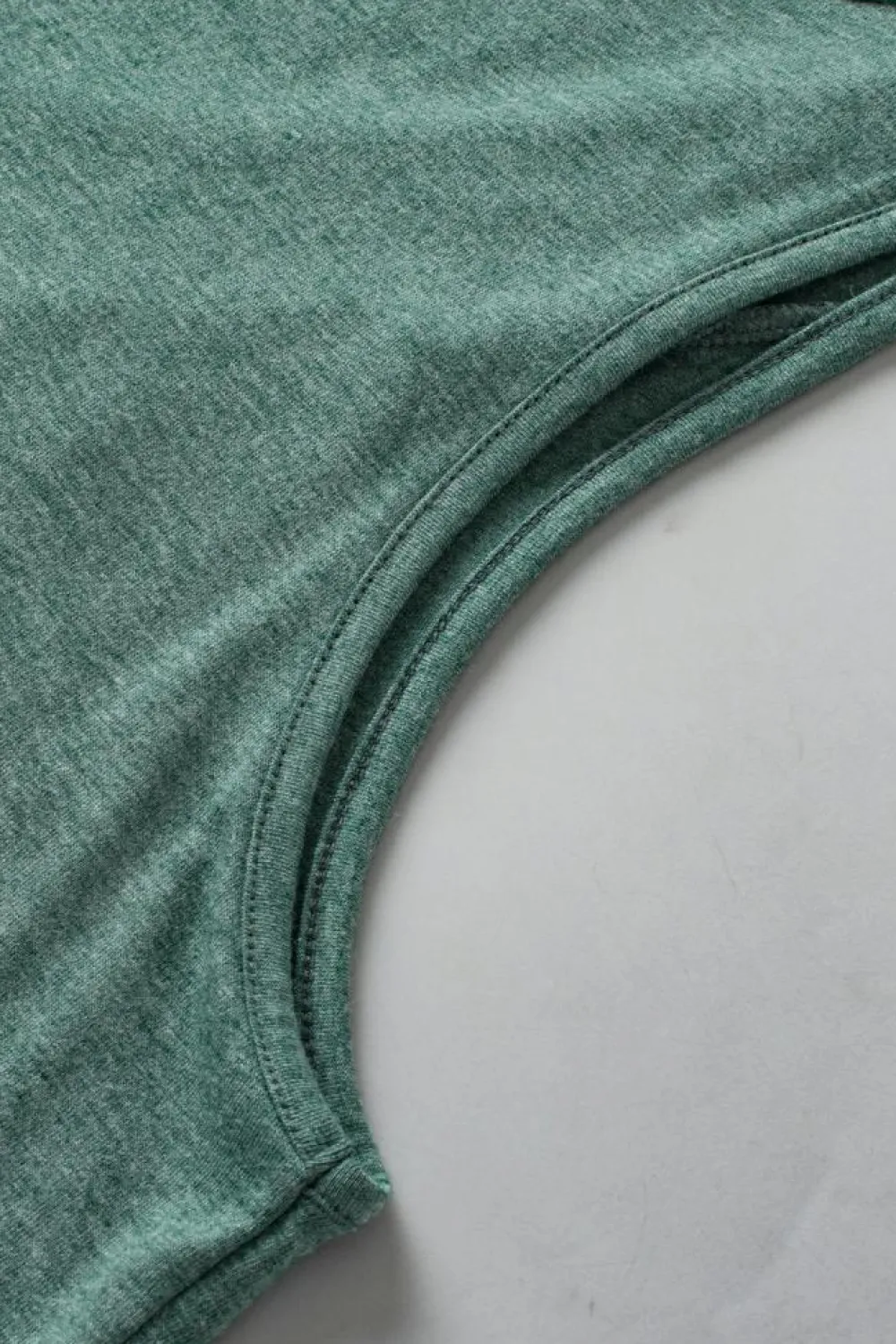 Clearance Dear-Lover V Neck Ruched Tank Top Mist Green
