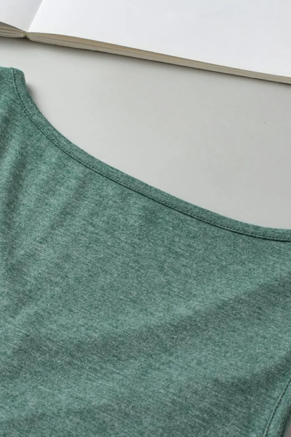 Clearance Dear-Lover V Neck Ruched Tank Top Mist Green