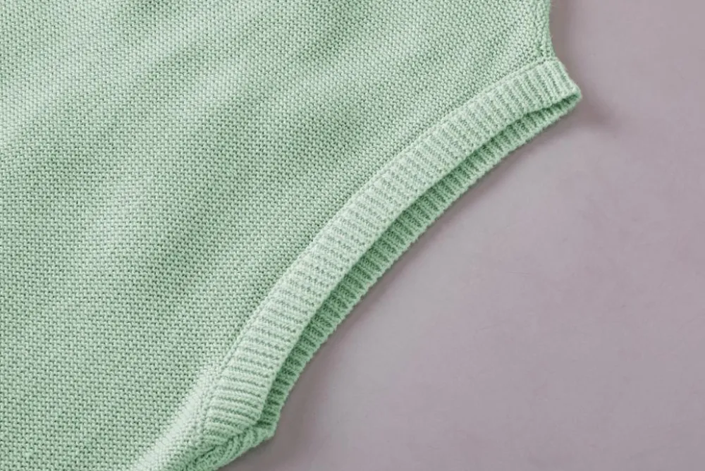 Online Dear-Lover Multi Crochet Flower Knit Short Sleeve Sweater Top Moonlight Jade