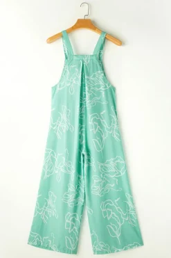 Hot Dear-Lover Printed Bib Wide Leg Overall Moonlight Jade