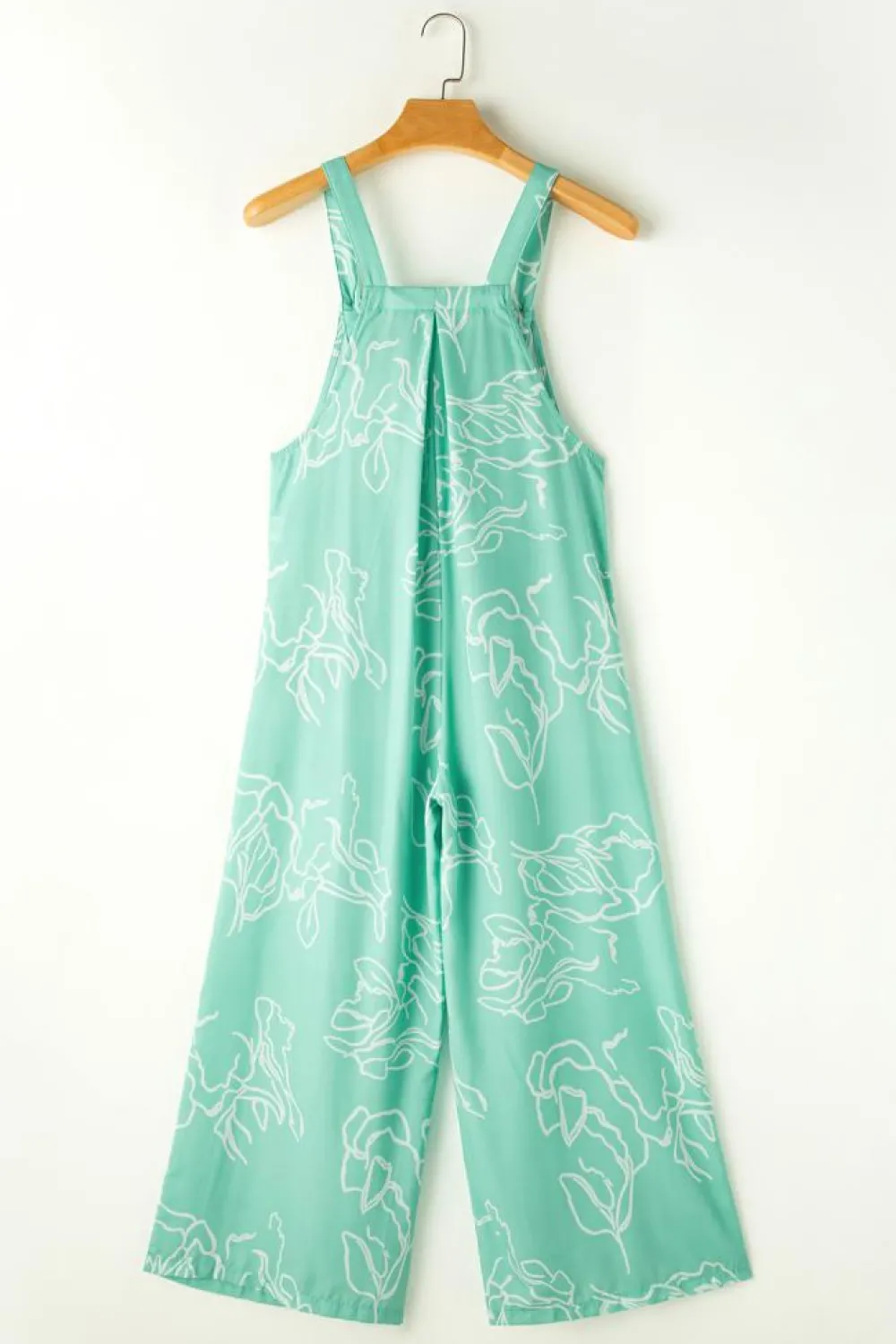 Hot Dear-Lover Printed Bib Wide Leg Overall Moonlight Jade