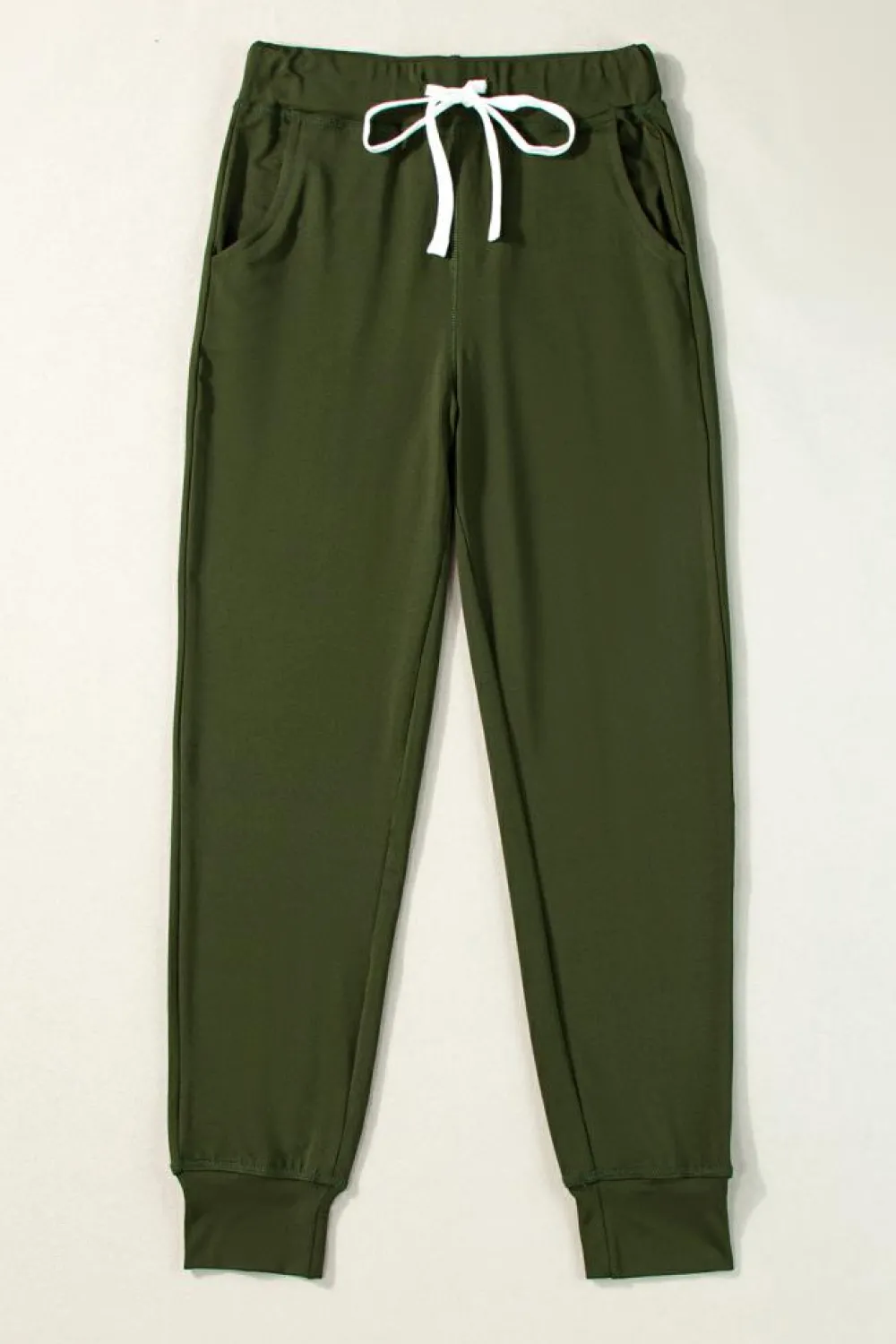 New Dear-Lover Drawstring Waist Pocketed Joggers Moss Green