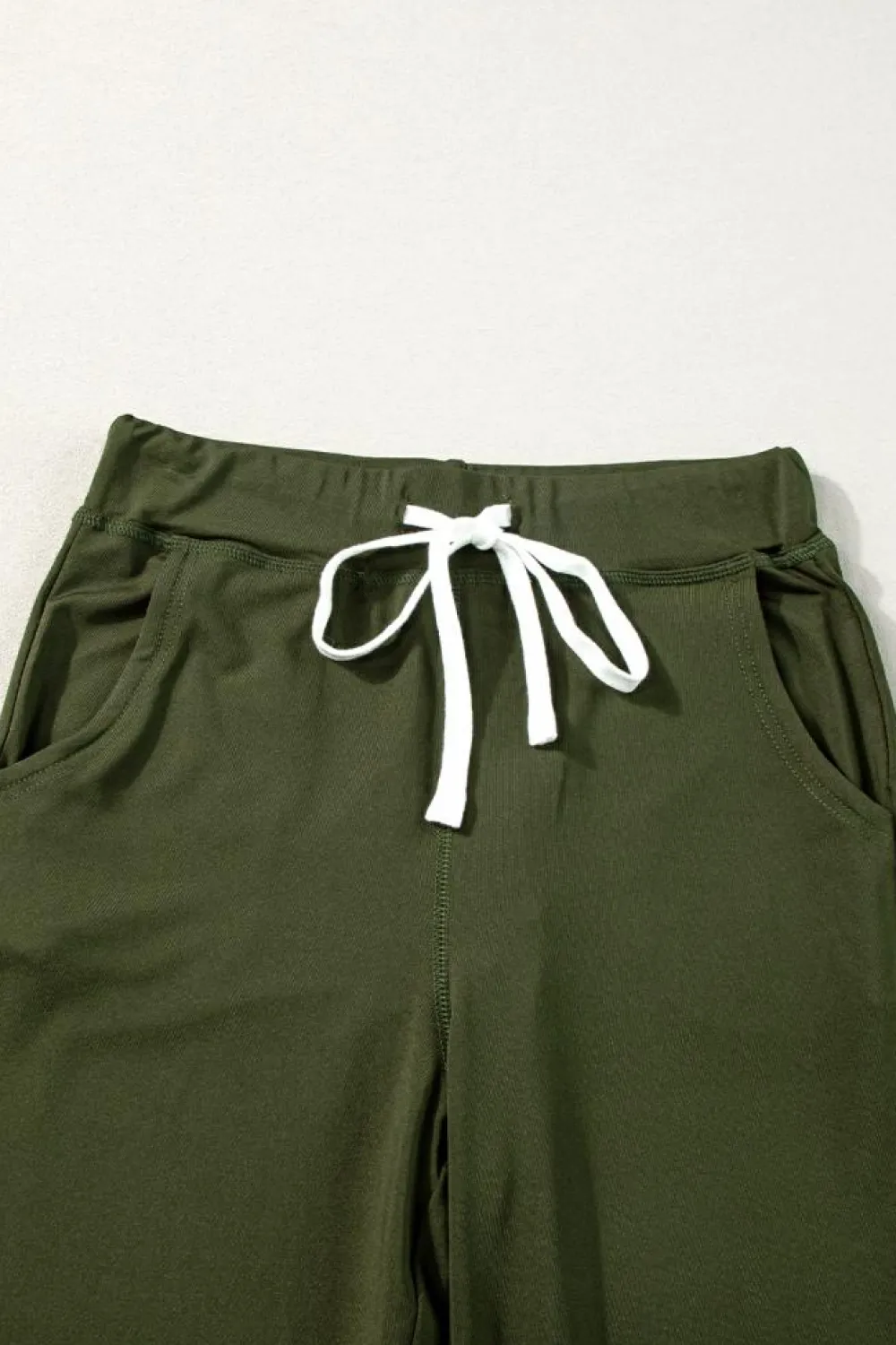 New Dear-Lover Drawstring Waist Pocketed Joggers Moss Green